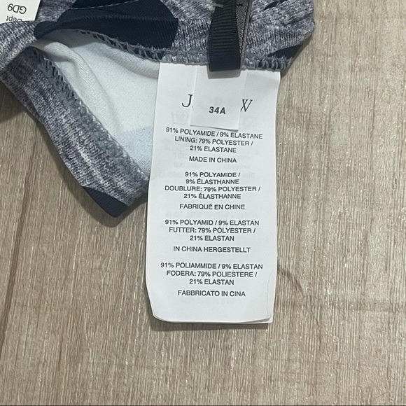 J Crew bikini top 34A polka dot black gray NWT - Picture 7 of 11
